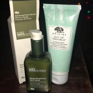 Origins Mega-Mushroom Serum & Out of Trouble Mask